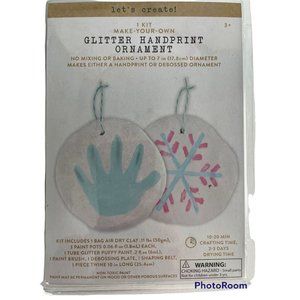 NEW IN PACKAGING Make Your Own GLITTER HANDPRINT ORNAMENT Kit, No bake/mix